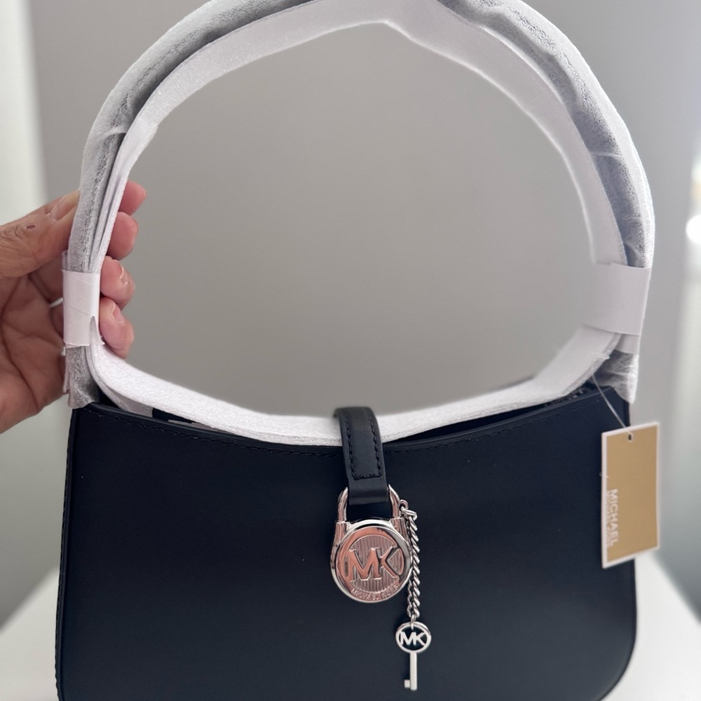 Michael Kors Black Shoulder Bag with Silver Charm